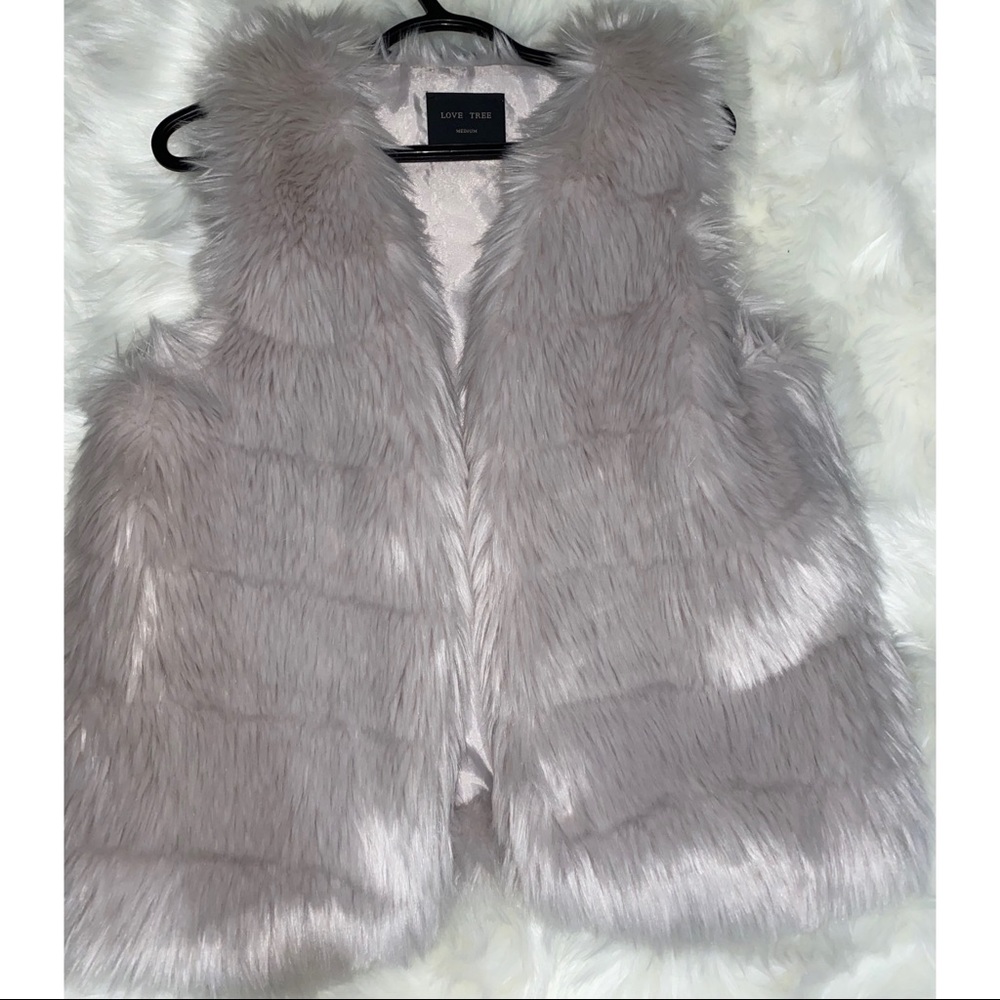 Grey faux fur vest